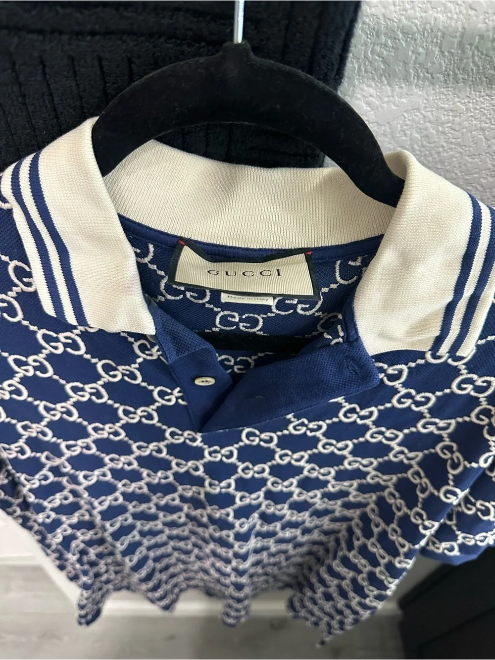 Gucci Navy Blue GG Interlocking Logo Polo